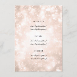 Rose Gold Champagne Bokeh Hochzeitsmenü Menükarte