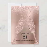 Rose Gold Champagne Toast 21. Geburtstag Party