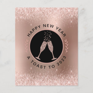 Rose Gold Champagner Toast Neujahrskarte
