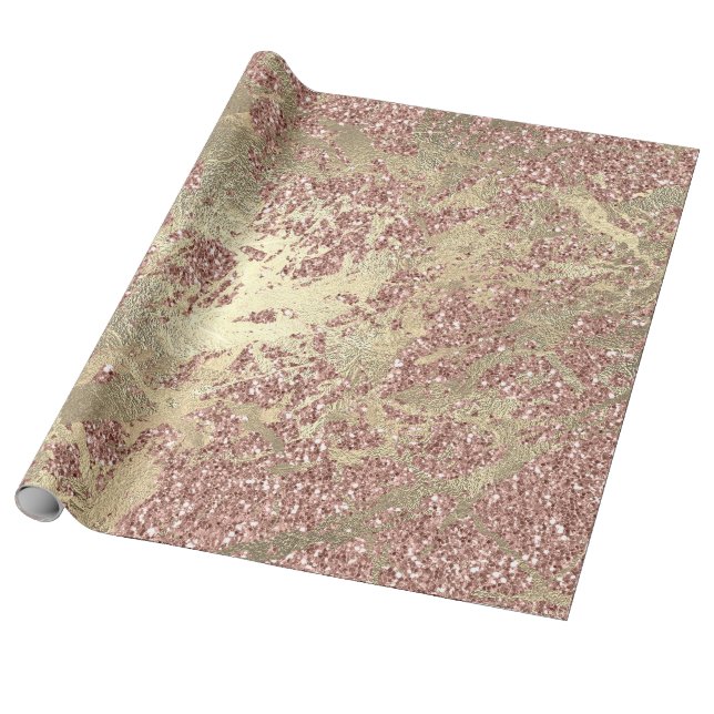 Rose Gold Champaigne Glitzer Marble Metalle Strich Geschenkpapier (Ungerollt)