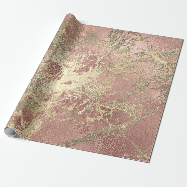 Rose Gold Champaigne Marble Shiny Metallic Strokes Geschenkpapier (Ungerollt)