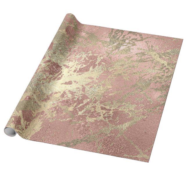 Rose Gold Champaigne Marble Shiny Metallic Strokes Geschenkpapier (Ungerollt)