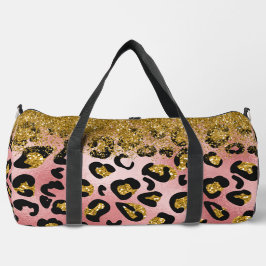 Rose Gold Cheetah Print mit Gold Glitzer Look Duffle Bag