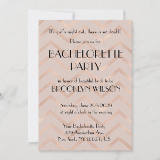 Rose Gold Chevron Bachelorette Party Invite Einladung