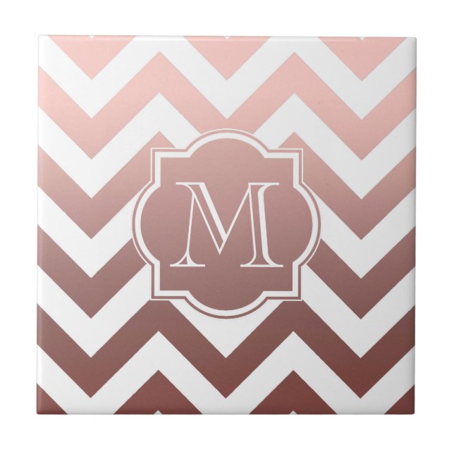 Rose Gold Chevrons Monogram Fliese (Vorderseite)