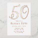 Rose Gold Chic 50. Geburtstagsparty Einladung<br><div class="desc">Rose Gold Chic 50. Geburtstag Party Foil Einladung. Einfach mit Ihren persönlichen Daten personalisieren.</div>
