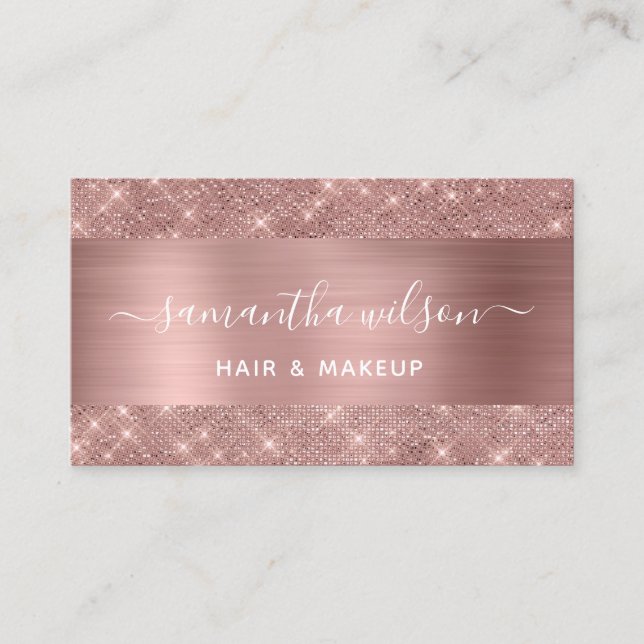 Rose Gold Chic Friseurkarte Visitenkarte (Vorderseite)