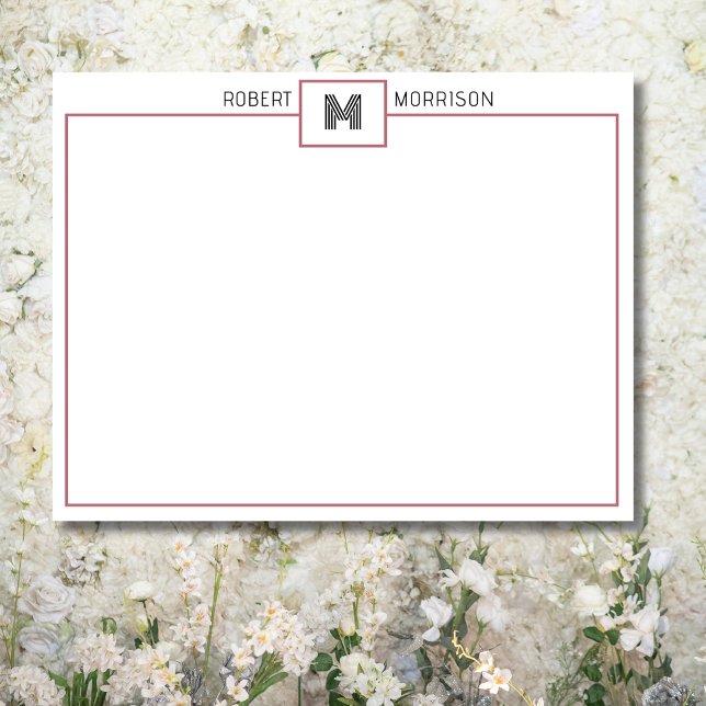 Rose Gold Chic Monogram Stationery Note Card Einladung (Von Creator hochgeladen)