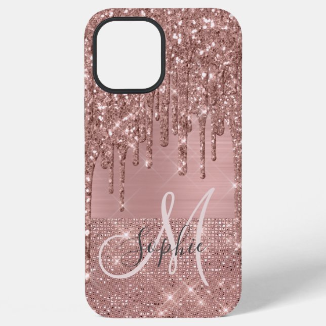 Rose Gold Chic Monogramm iPhone Hülle (Rückseite)