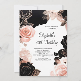 Rose Gold Chic Überraschung 40. Geburtstag Einladung