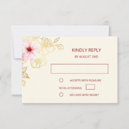 Rose Gold Chinesisch Hochzeit RSVP Karte