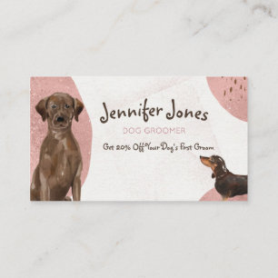 Rose Gold Chocolate Watercolor Dog Groomer Visitenkarte