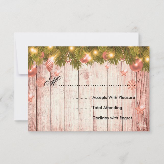Rose Gold Christmas RSVP Tree & Ribbon (Vorderseite)