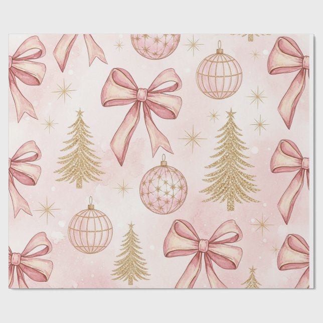 Rose Gold Christmas Wrapping Paper Geschenkpapier (Flach)