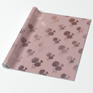 Rose Gold Chrysanthemum Muster auf Rosa Rosa Geschenkpapier