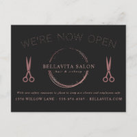 Rose Gold Circle Salon Logo Wir sind Open Covid