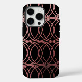 Rose Gold Circle Trellis5 auf Schwarz iPhone 16 Pro Hülle