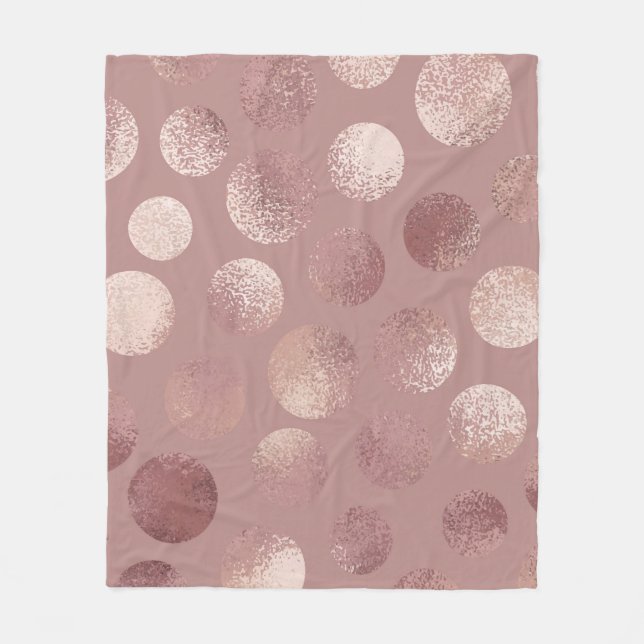 Rose Gold Circles: Vintage Abstrakte Fleecedecke (Vorderseite)