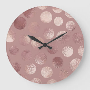 Rose Gold Circles: Vintage Abstrakte Große Wanduhr