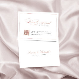 Rose gold Classic Elegance Script QR Code Hochzeit RSVP Karte