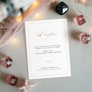 Rose Gold Classic Hochzeitsempfang Begleitkarte