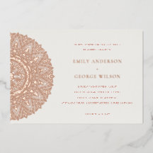 Rose Gold Classic Verziert Mandala Wedding Einladu