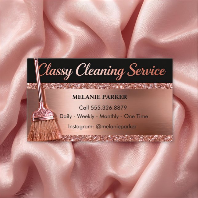 Rose Gold Classy Cleaning Services Visitenkarte (Von Creator hochgeladen)