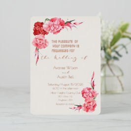 Rose Gold Cloud Dancer White Pink Carnations Folieneinladung