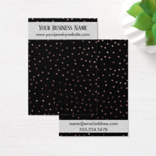 Rose Gold Confetti auf Black Earring Holding Card