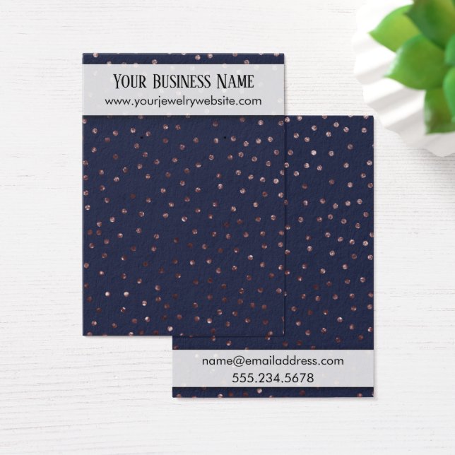 Rose Gold Confetti auf Navy Earring Holding Card (Schreibtisch)