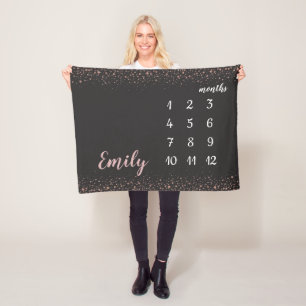 Rose Gold Confetti Baby Girl Monatsmilestone Fleecedecke