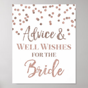 Rose Gold Confetti Beratung für das Bride-Zeichen Poster