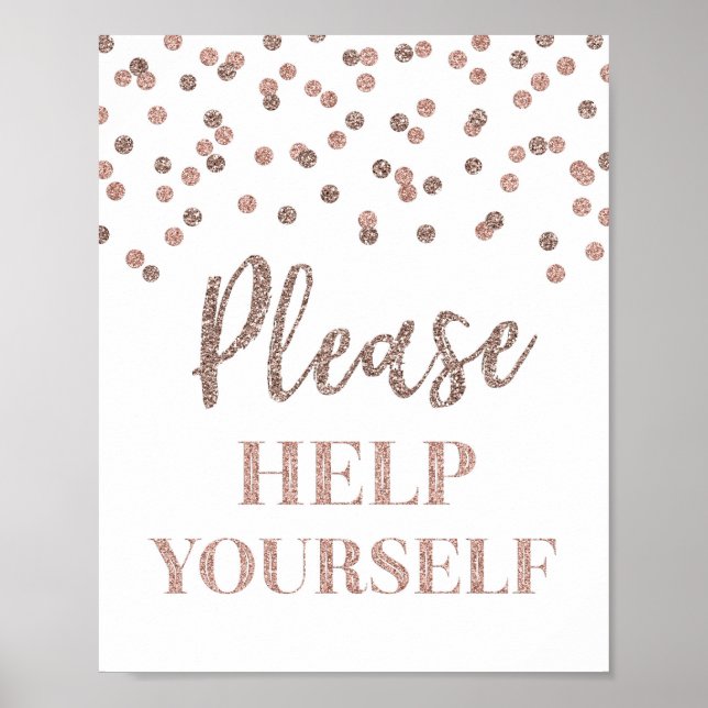Rose Gold Confetti Bitte helfen Sie sich bei der A Poster (Vorne)
