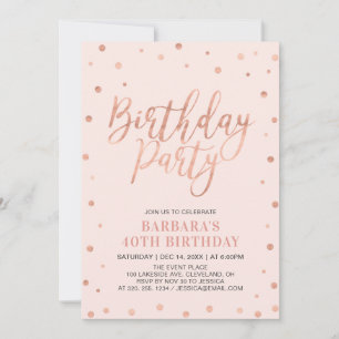 Rose Gold Confetti & Blush   Erwachsene Geburtstag Einladung