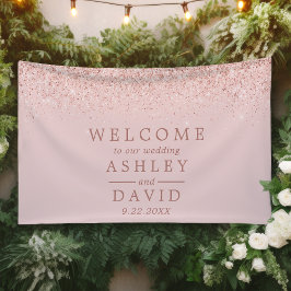 Rose Gold Confetti Blush Pink Hochzeit Willkommen Banner