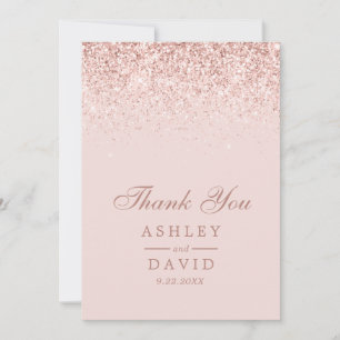Rose Gold Confetti Blush Pink Moderne Hochzeit Dankeskarte