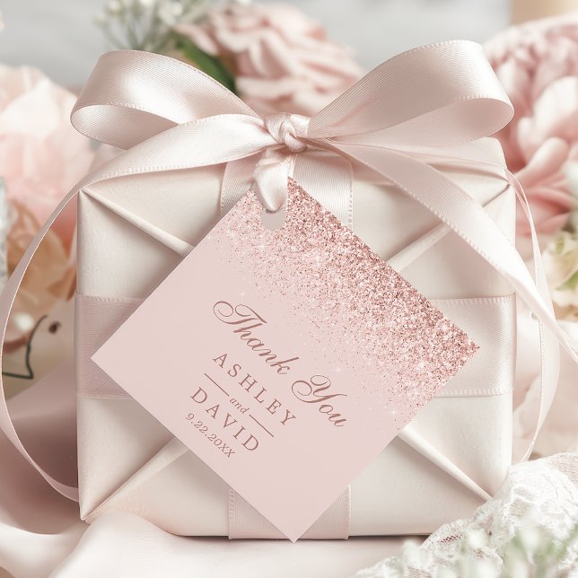 Rose Gold Confetti Blush Pink Moderne Hochzeit Geschenkanhänger (Von Creator hochgeladen)