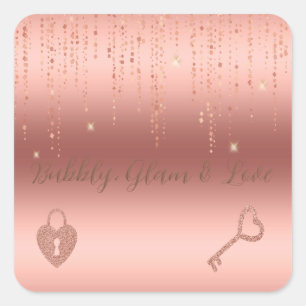 Rose Gold Confetti Brautparty Quadratischer Aufkleber