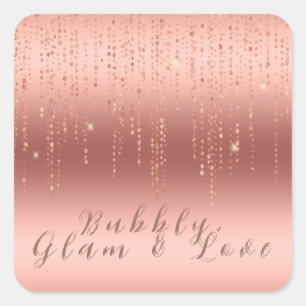 Rose Gold Confetti Brautparty Quadratischer Aufkleber