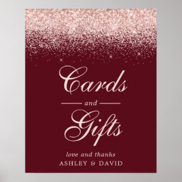 Rose Gold Confetti Burgund Chic Karten und Geschen Poster