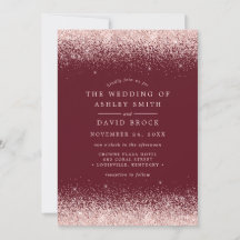 Rose Gold Confetti Burgund Einladung zur Hochzeit