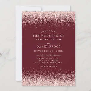 Rose Gold Confetti Burgund Einladung zur Hochzeit