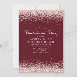 Rose Gold Confetti Burgund Moderne Bachelorette Einladung