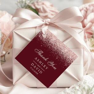 Rose Gold Confetti Burgund Moderne Hochzeit Geschenkanhänger