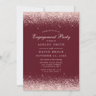 Rose Gold Confetti Burgund Moderne Verlobung Einladung
