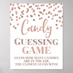 Rose Gold Confetti Candy Guessing Spielzeichen Poster