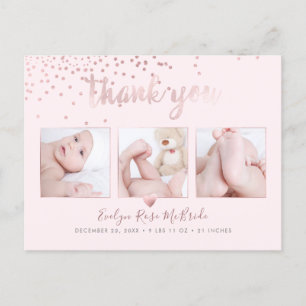 Rose Gold Confetti Chic Pinselkript Vielen Dank Postkarte
