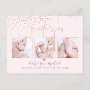 Rose Gold Confetti Chic Signature Script Vielen Da Postkarte