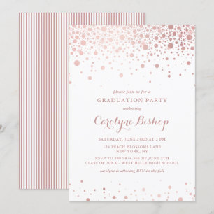 Rose Gold Confetti Dots Graduation Party Einladung