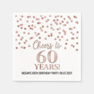 Rose Gold Confetti Feiert 60 Jahre Geburtstag Serviette